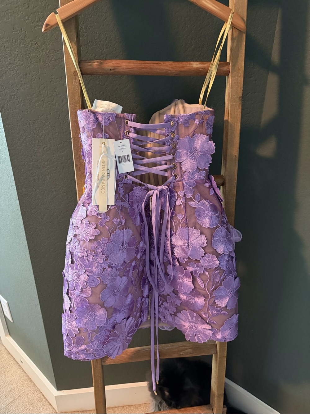 Bronx and Banco Lilac Floral Appliqué Mini Dress - Picture 2 of 3